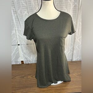 Eye Candy XL  short sleeve scoop neck stripped tee w/pocket 27”L 16” p2p